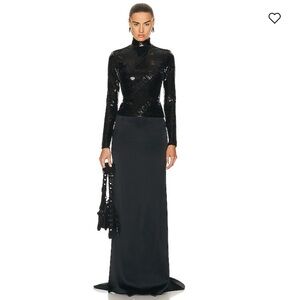 BALENCIAGA Long Sleeve Embroidered Top size 38 - black/anthracite - NWT